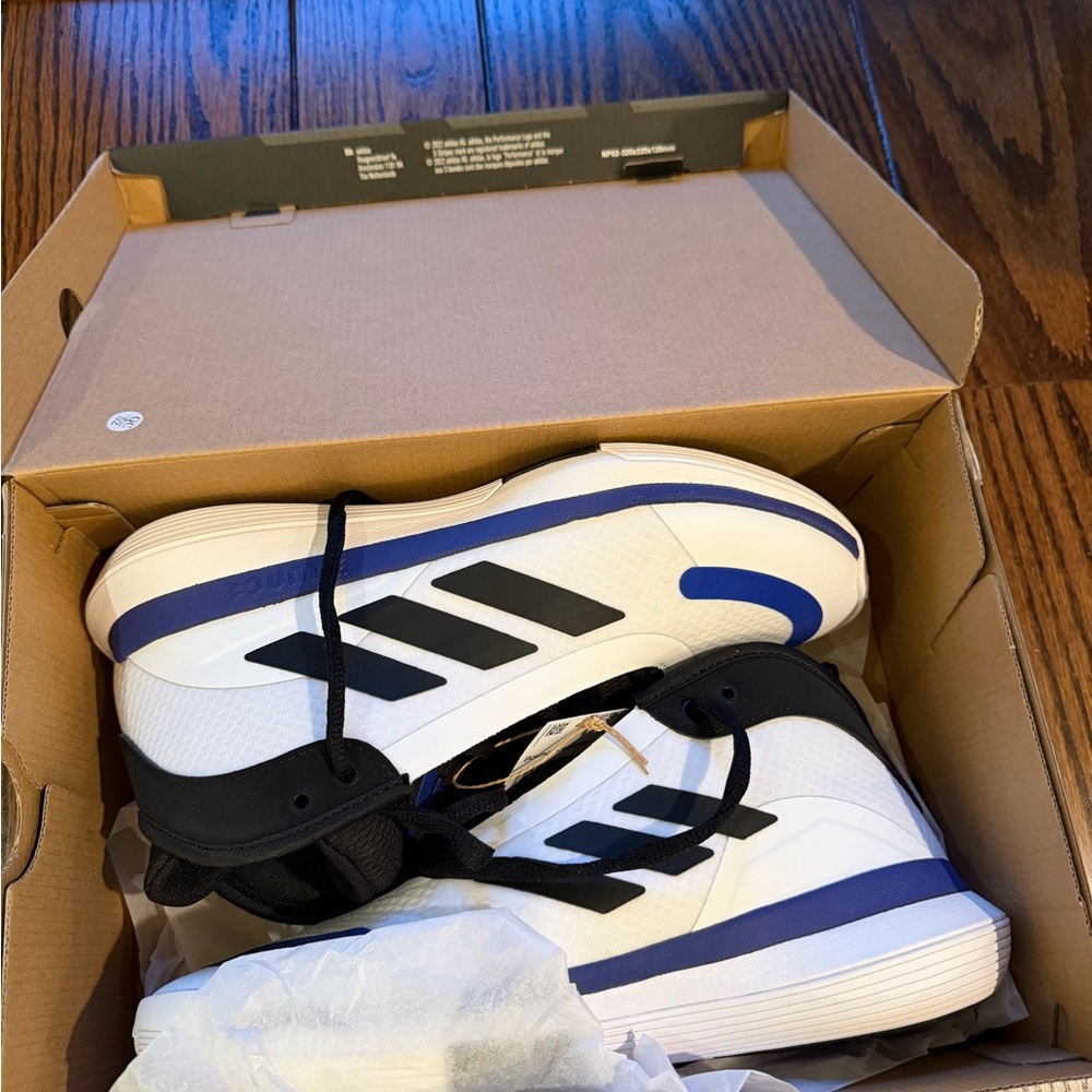 adidas White & Black Sneaker with Blue Accents